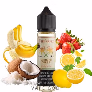 خرید جویس موز نارگیل توت فرنگی و لیمو رایپ ویپز – Ripe Vape SUMMER VIBES 60ml